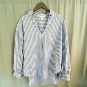H&M stripe long sleeve oversized blouse